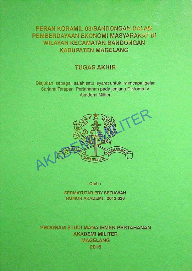 PERAN KORAMIL 03/BANDONGAN DALAM PEMBERDAYAAN EKONOMI MASYARAKT DI WILAYAH KECAMATAN BADONGAN KABUPATEN MAGELANG